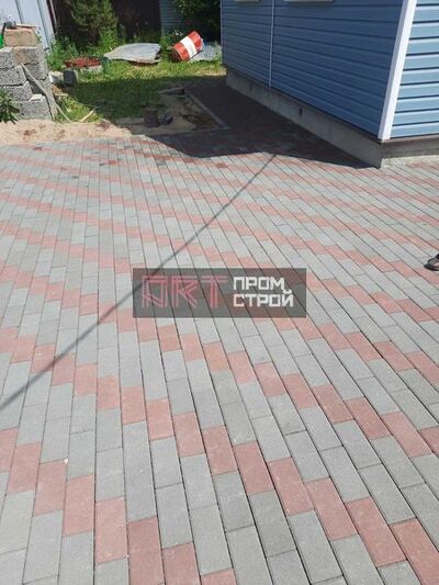 Брусчатка серый и красный, укладка под ключ 210 кв.м
