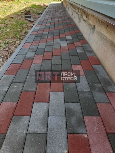 Брусчатка серый и красный, укладка под ключ 210 кв.м